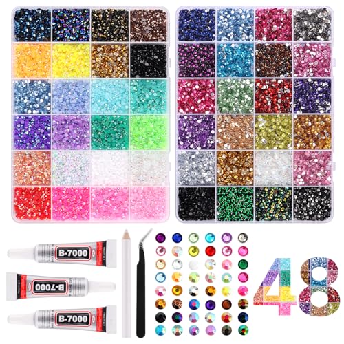 EBANKU 3mm Rhinestones Kit with 48000 Pcs for DIY Crafts
