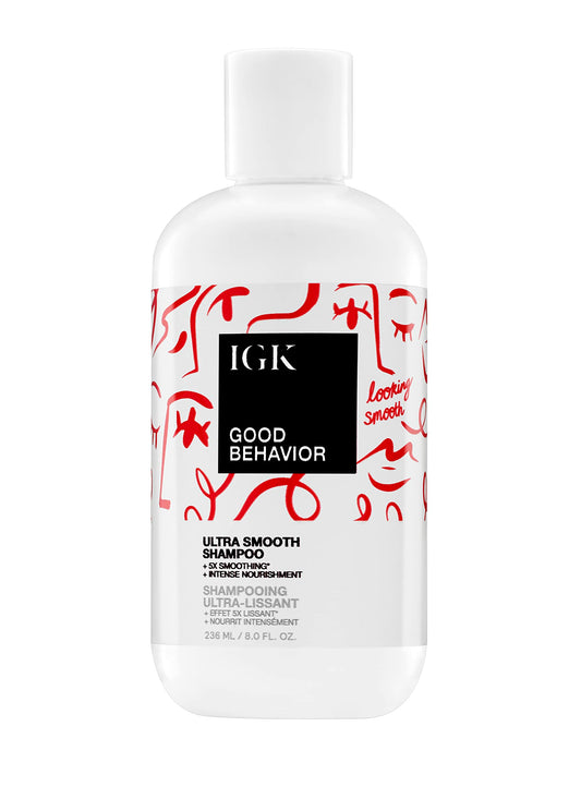 IGK GOOD BEHAVIOR Ultra Smooth Shampoo | Frizz Control + Hydrates + Shine | Vegan + Cruelty Free | 8 Oz