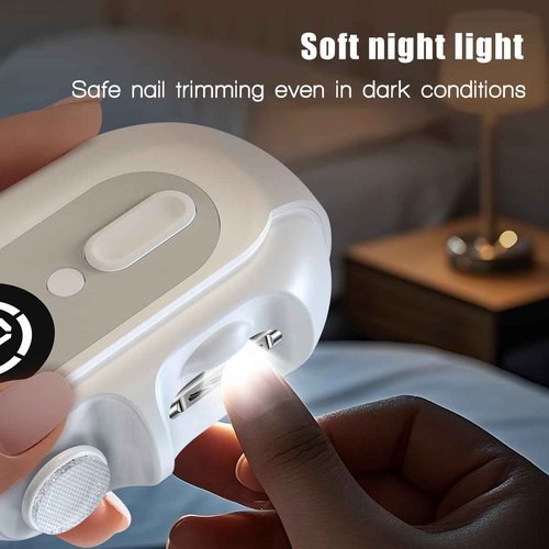 Electric Nail Clipper for Senior and Baby - 4in1, 2 Speeds, Magnetic Cover, Nail Scraps Storage, USB Rechargeable, Safety Electric Fingernail Trimmer for Kids, Adult, Seniors, Men, Caregivers