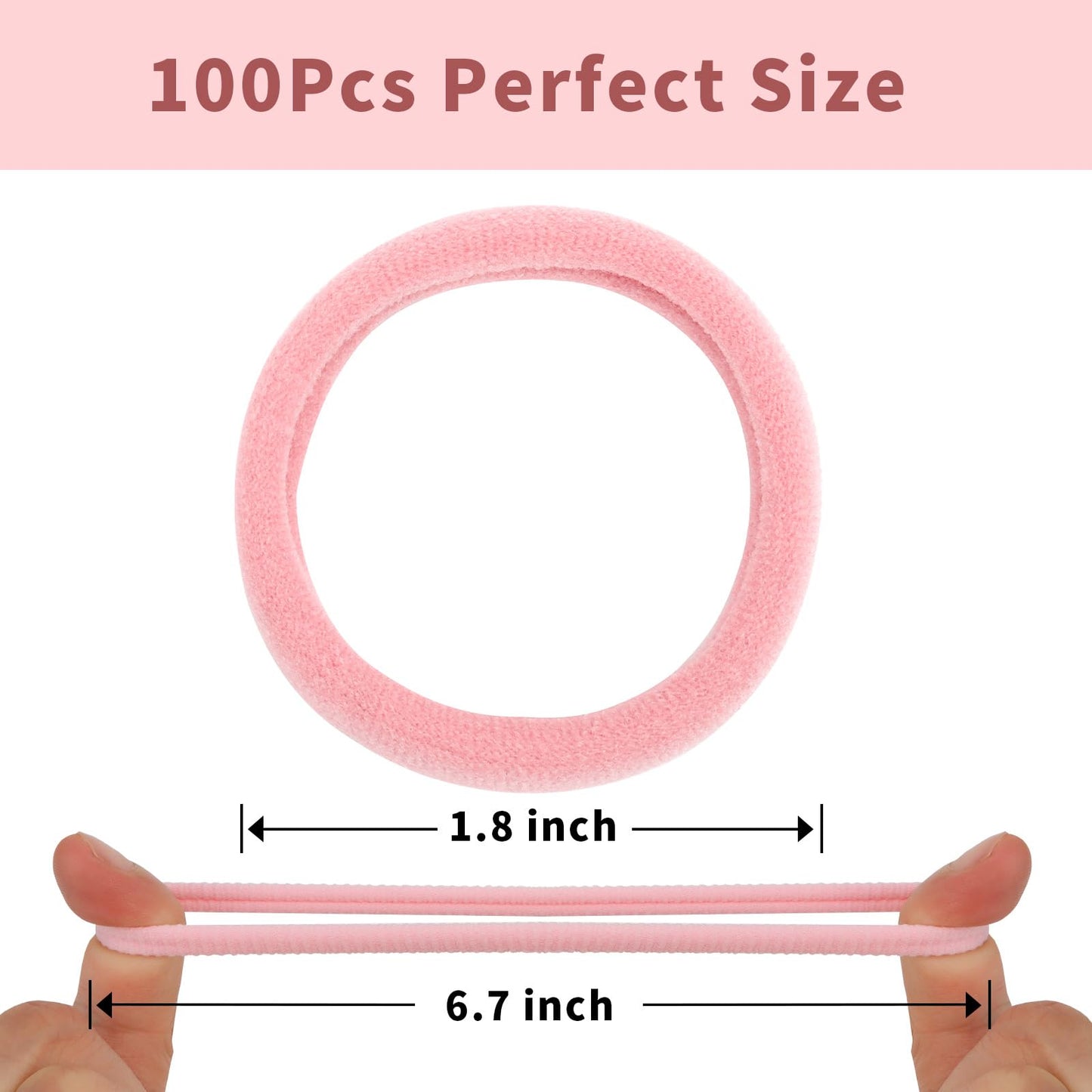 100Pcs Soft Cotton Seamless Hair Bands, Large Ponytail Holders for Thick and Thin Hair, Elastic Hair Accessories for Women, Men, and Girls