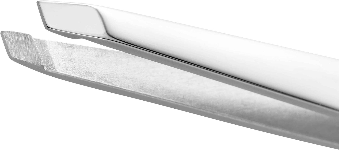 ZWILLING Slant Tweezer (plucking eyebrows, removing splinters, hand-finished, roughened tips), Polished, Silver, 3.5 inch