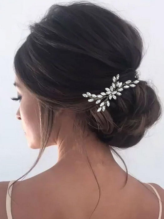 Yean Wedding Hair Pins Silver Crystal Hair Piece Rhinestone Bridal Hair Accessories for Women and Girls (Silver)