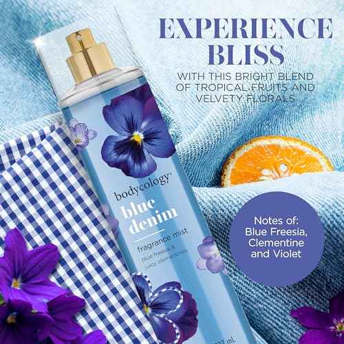 Bodycology Long-Lasting Fragrance Body Mist, Blue Denim, 8 fl oz (Pack of 2)