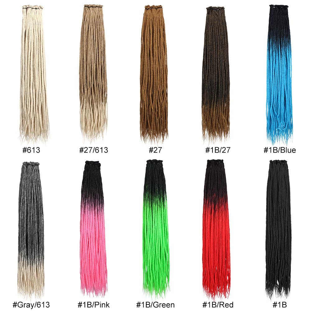 36" Dreadlocks Extension Soft Synthetic Crochet Hair Super Long 1B/Medium Auburn Dread Extensions Reggae Style for Women (10 Strands)