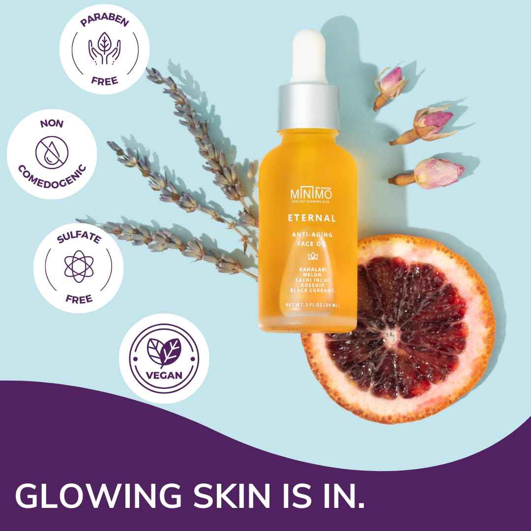 Minimo Skin Essentials Vitamin C Glow Face Oil – Facial Oil Instantly Nourishes | Vitamin C face Oil for glowing Radiant skin | Eternal Concentrated Lightweight Youth Enhancing Daily Face Oil - 1 oz
