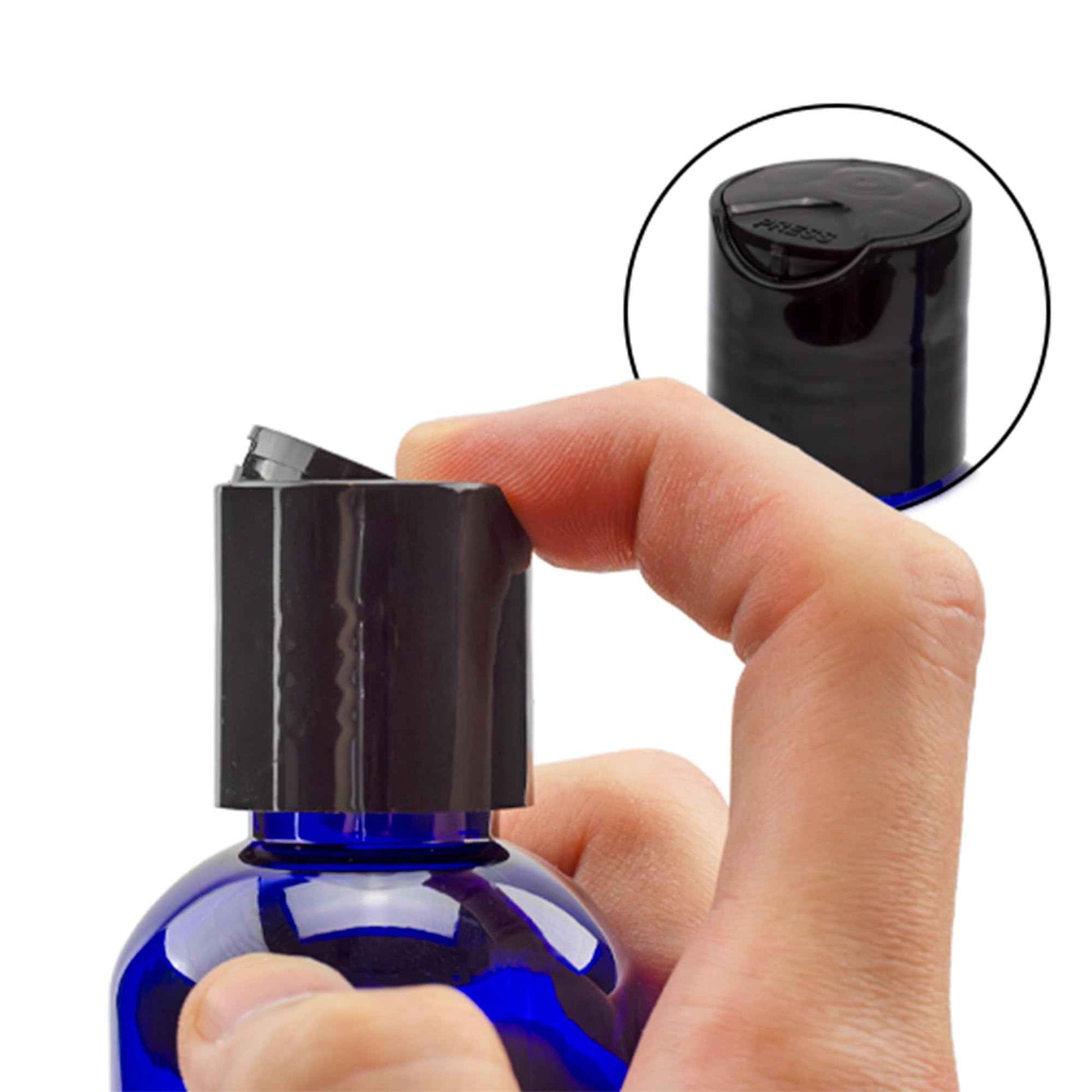 Cornucopia Brands 4oz Empty Cobalt Blue Plastic Squeeze Bottles with Disc Top Flip Cap (Pack of 6) BPA-Free Containers For Shampoo, Lotions, Liquid Body Soap, Creams