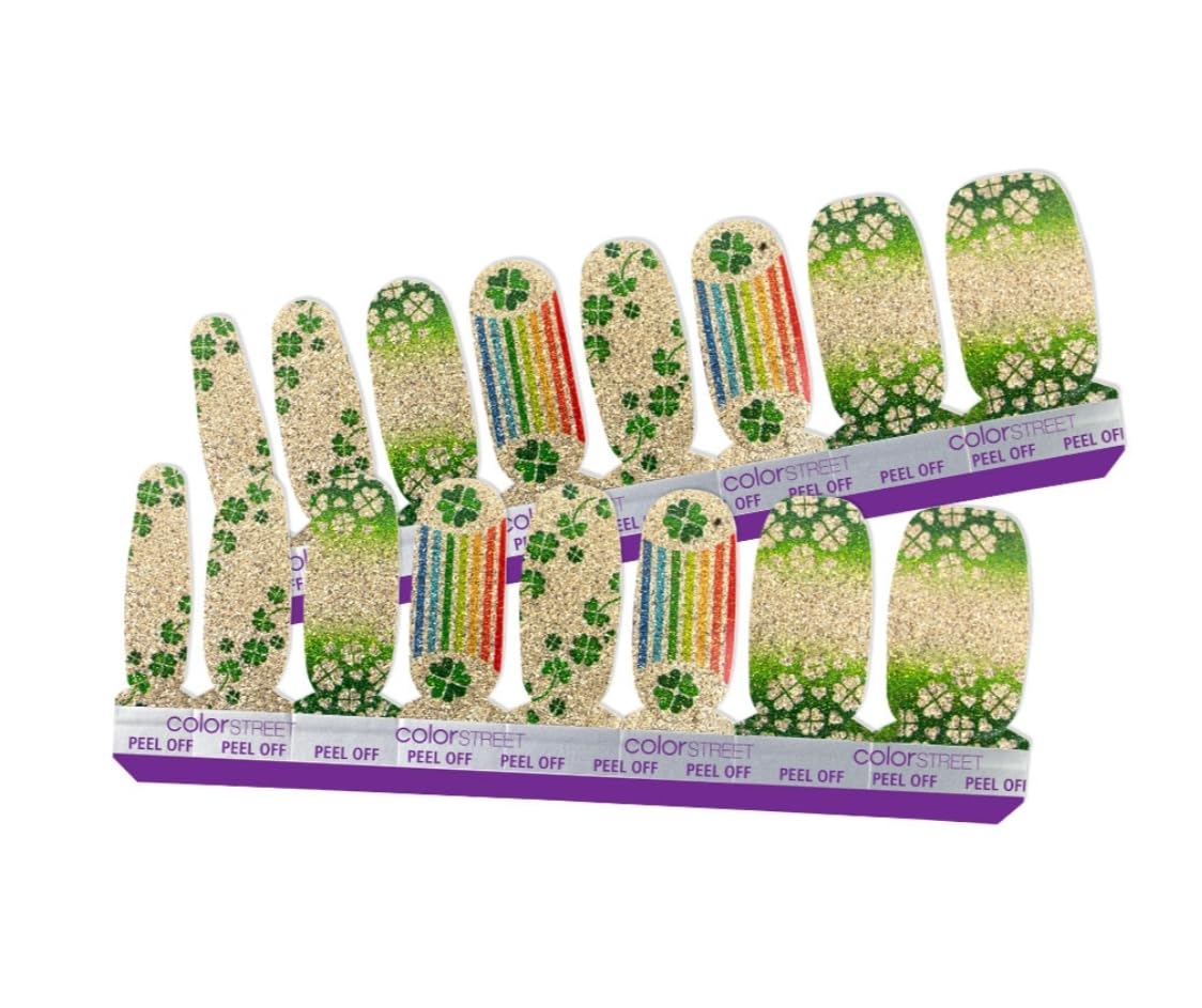 Clover Takeover - Color Street Nail Strips, Gold & Green (FDG310)