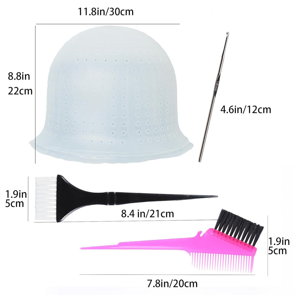 Professional Silicone Highlighting Cap Set with Hook - Reusable Pre-Punched Hair Color Tools for Salon Use