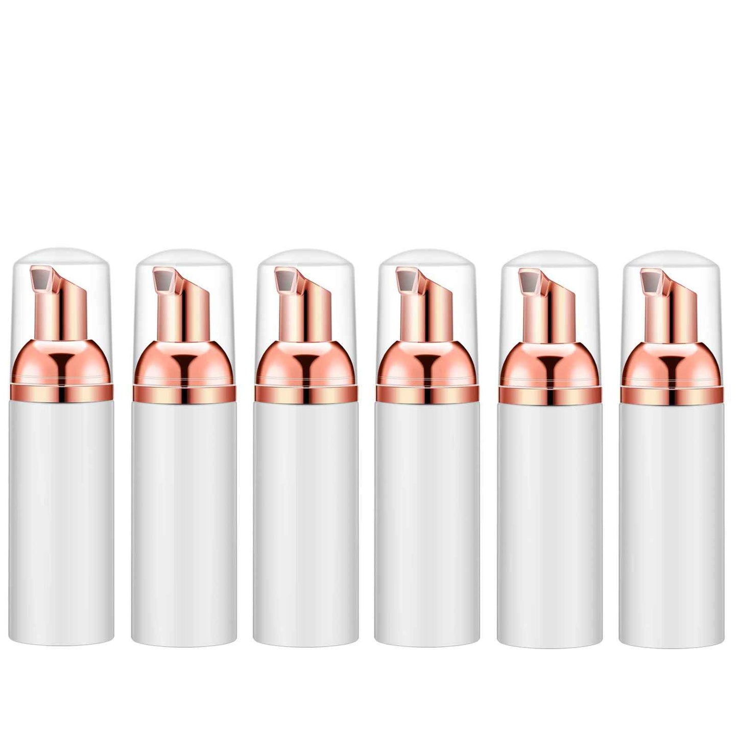 Lil Ray 2 Oz Empty White Foam Pump Bottle, Foamer Soap Dispenser for Lash Shampoo, Hand Soap, Foaming Cleaner(Rose Gold Pump, 6 PCS)