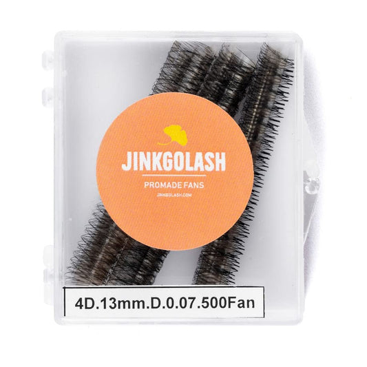 JINKGOLASH 500 Eyelash Extension Promade 4D to 16D Not Premade, Ultra Lash Fans 0.03/0.05/0.07mm Thickness, C D Curl Lashes, 8 - 16mm Length for Easy Volume Individual Eyelash Extensions Clusters