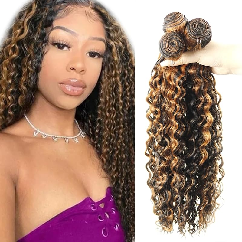 P1B30 Kinky Curly Human Hair Bundles - 18, 20, 22 Inch 8A Grade