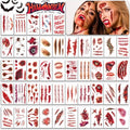 275Pcs 45sheets Fake Scars Tattoos - Temporary for Halloween 3D Wound Blood Cuts Tattoos Temporary Realistic Stitch Zombie Face Stickers Makeup Make Up for Adults Cosplay Masquerade Prank Party