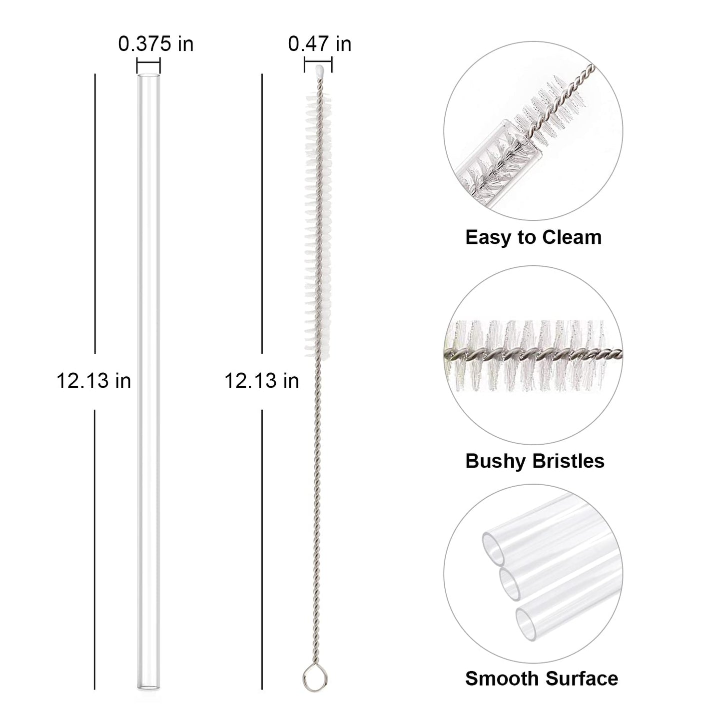 Replacement Straw Compatible with Stanley 40 oz 30 oz Cup Tumbler, 6 Pack Reusable Straw with Cleaning Brush, Plastic, Clear