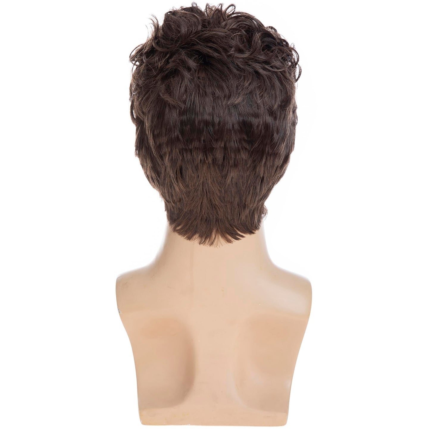 Baruisi Mens Curly Wig Brown Short Wig Synthetic Halloween Party Cosplay Wig