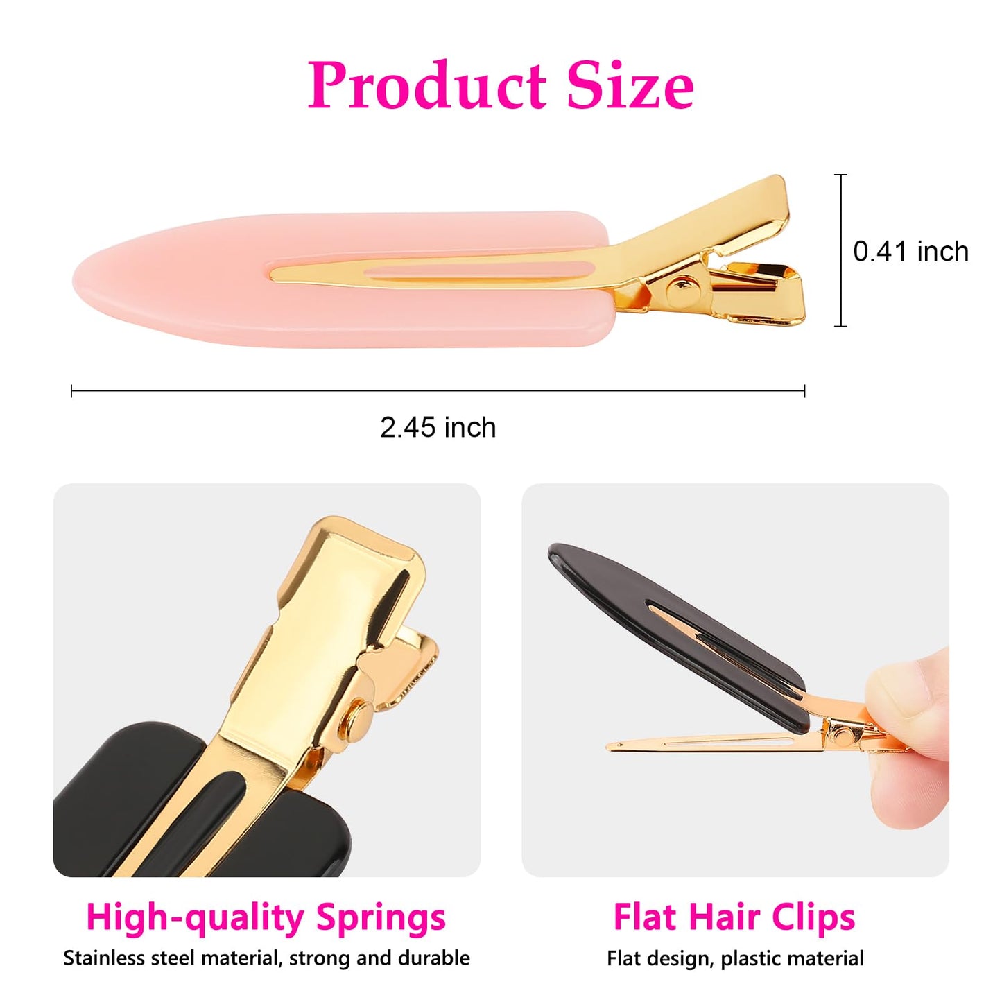 D 6 Pcs Hair Clips No bend Hair Clips No Crease Hair Clip Makeup Clips for Women and Girls Flat Hair Clips for Hairstyling Salon Golden Handle