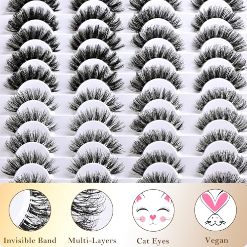 Cat Eye False Eyelashes - 20 Pairs Wispy Demi Lash Set