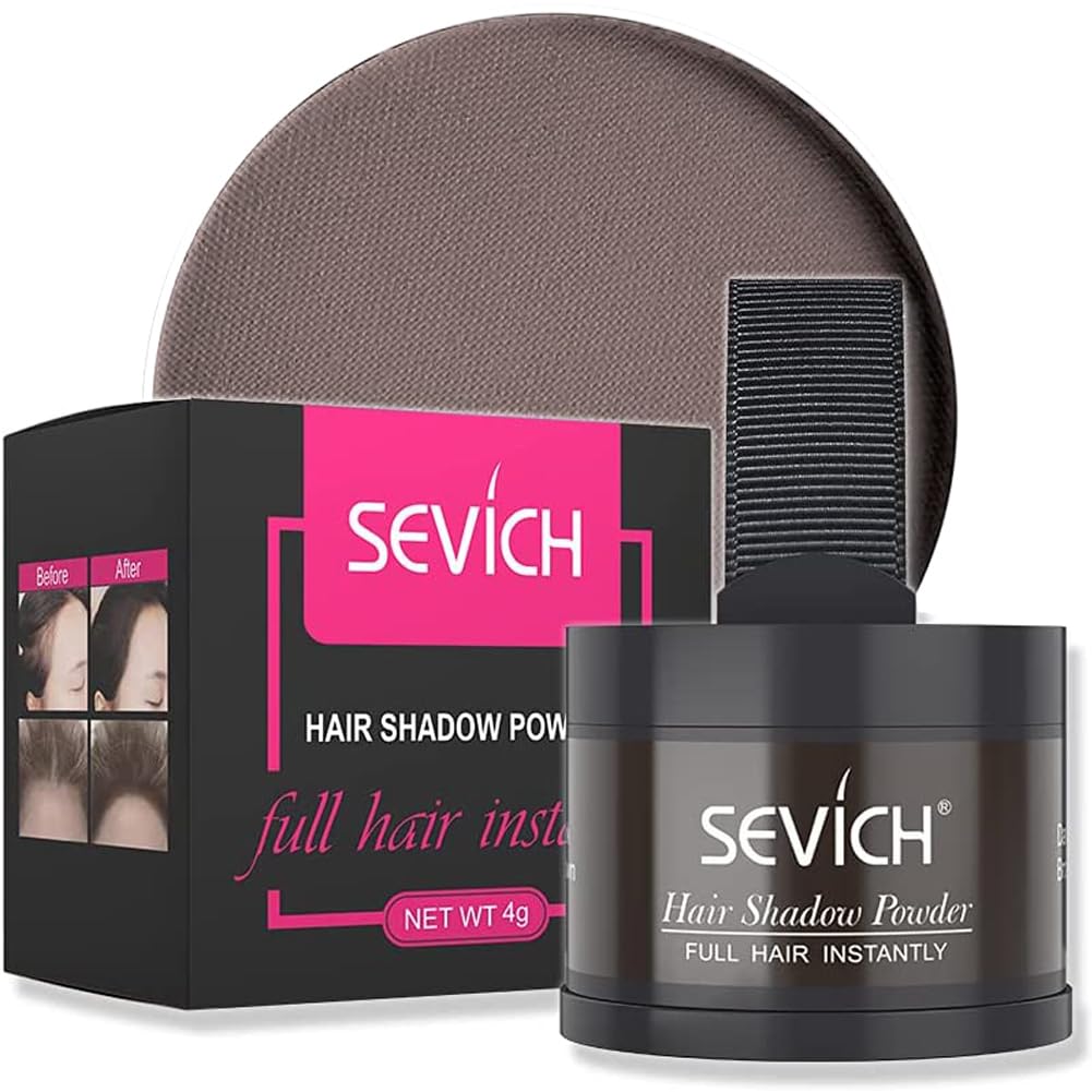 Instantly Hairline Shadow - SEVICH Hairline Powder, Quick Cover Grey Hair Root Concealer, Eyebrows & Beard Line, Touch Up for Thinning Grey Hairline, Windproof&Sweatproof, Dark Brown