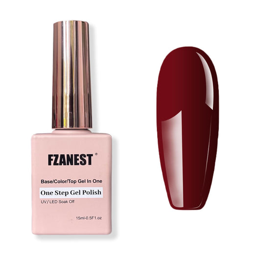 FZANEST Burgundy Red Gel Nail Polish,15ml Color Gel 3 in 1 Base and Top One Step Gel Polish Red Wine Hema Free,Fall Winter Soak Off LED UV Nail Gel Polish Starter Manicure Salon