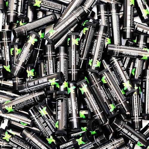 150-Pack Lip Balm in Bulk by Naturistick. Peppermint Scent in Classic Black Tubes. 100% Natural Ingredients. Best Beeswax Chapstick for Dry, Chapped Lips. Made in USA