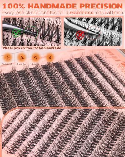 Geeneiya Wispy Spider Lash F - Natural Fluffy Eyelash Clusters 8-16MM C Curl DIY Extensions