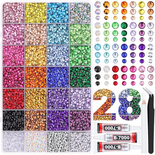 20000Pcs Resin Rhinestones for Crafting, Multicolor 3/4/5mm