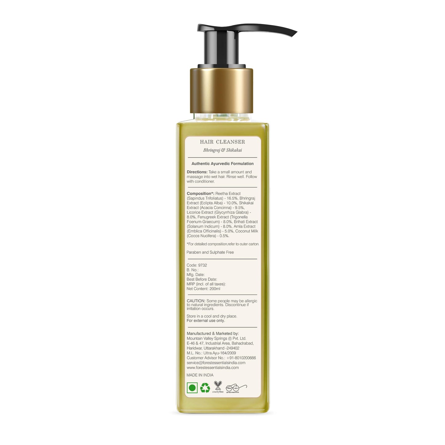 Forest Essentials Hair Cleanser, Bhringraj and Shikakai, 200ml