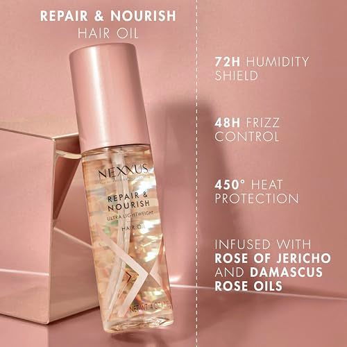 Nexxus Anti-Humidity Spray Epic Shine 8 oz & Ultra Lightweight Hair Oil Repair & Nourish 3.3 fl oz Bundle