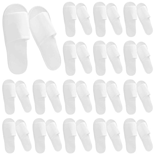24 Pairs Spa Disposable Slippers, White Soft Plush Open Toe Non-Slip Slippers for Hotel, Spa, and Hospitality Unisex