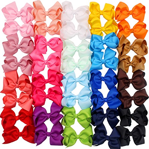 CÉLLOT 40PCS 4.5 Inch Hair Bows with Alligator Clips for Girls
