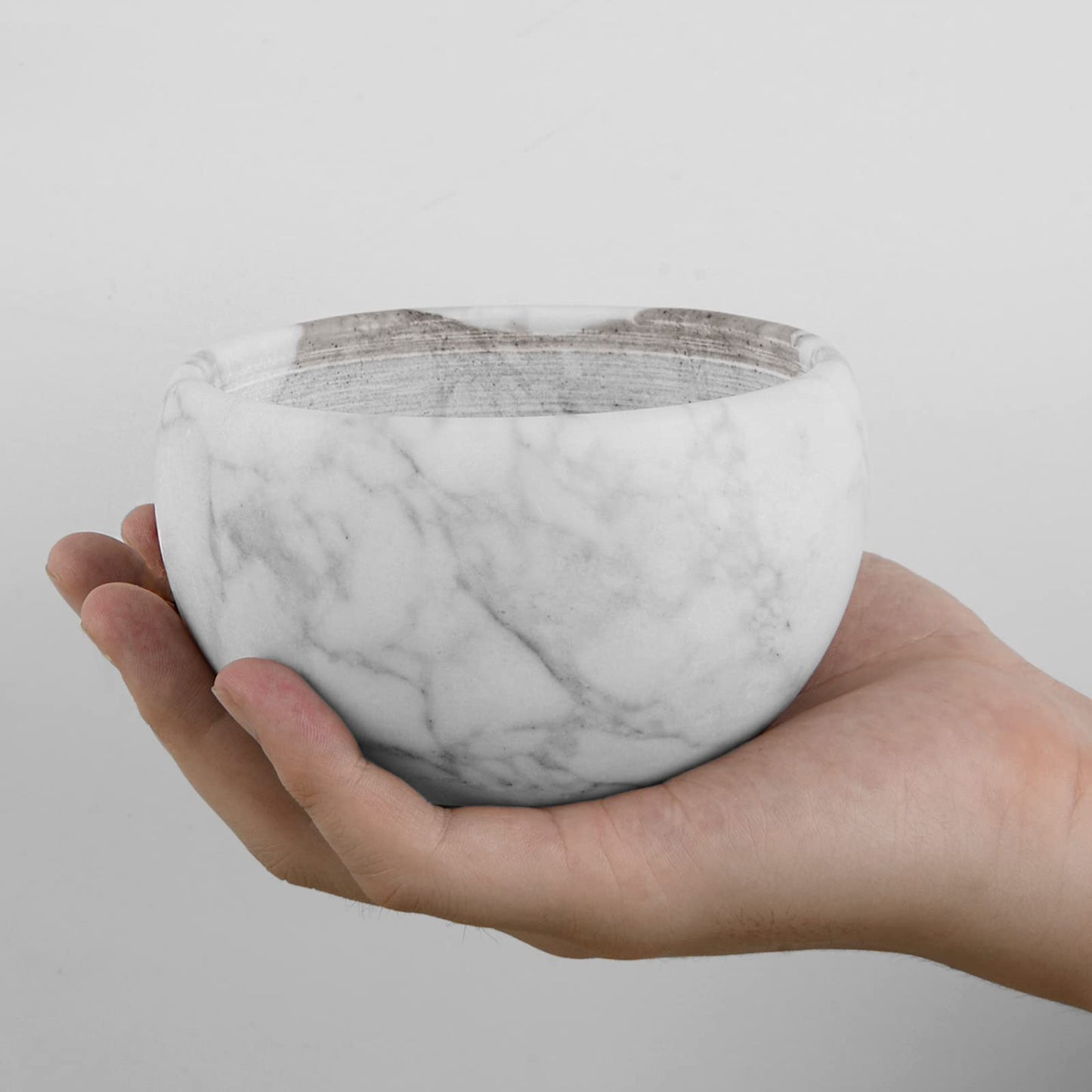 Linkidea Marble Shaving Bowl for Men, Shaving Soap & Cream Bowl, Durable Wet Shave Mug, Easy to Create Rich Lather, Stylish Bathroom Shaving Accessory (White)
