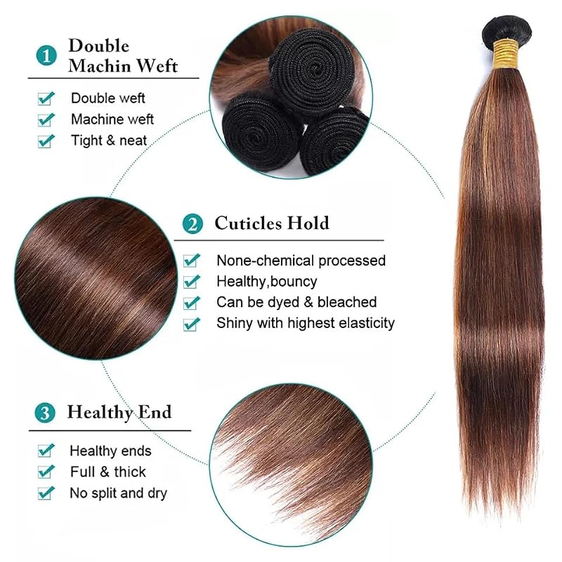 P4/30 Straight Hair Bundles 12-16 inch 300g Brazilian Virgin