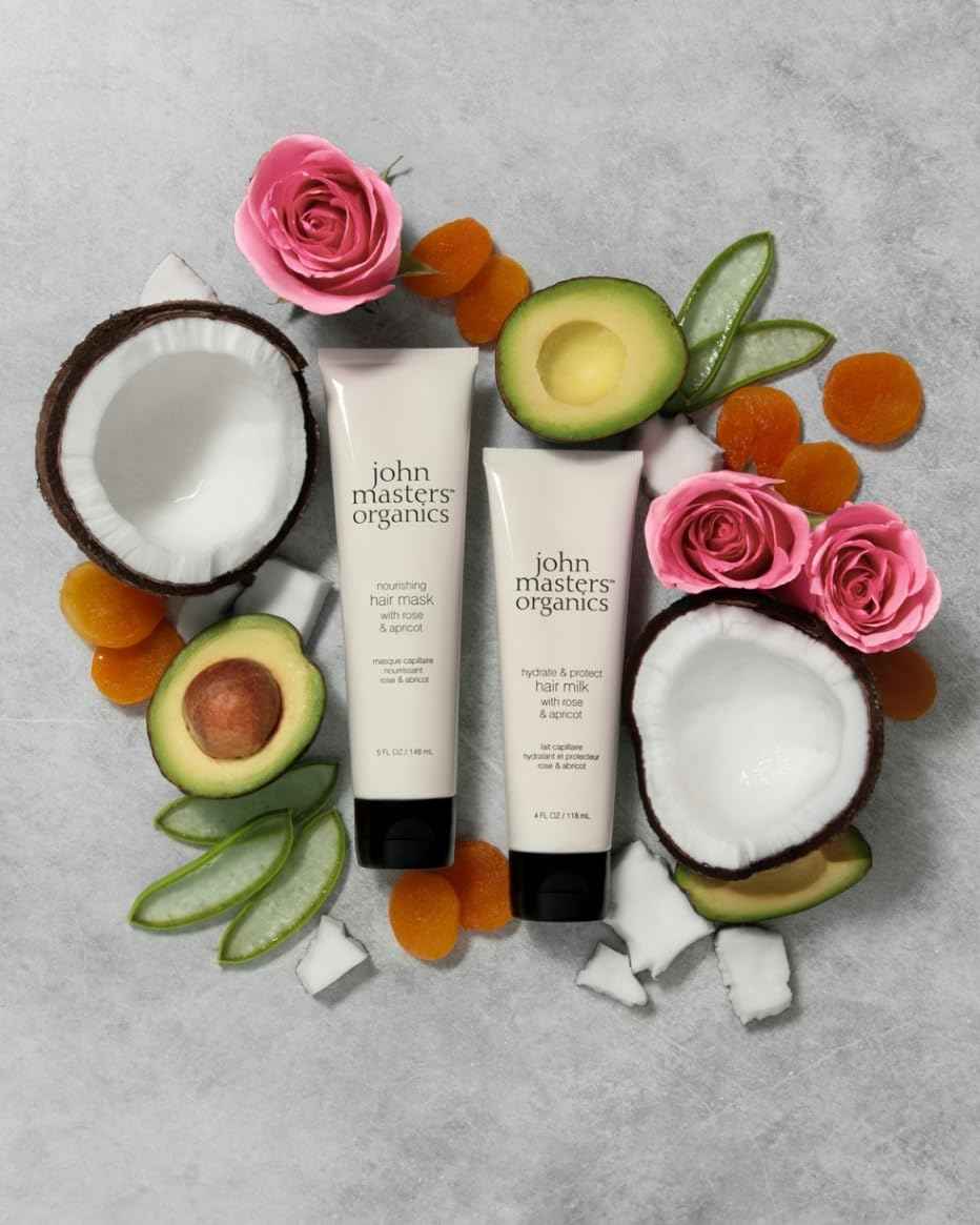 John Masters Organics – Nourishing Hair Mask | Rose and Apricot | Deep Conditioning Hair Mask | Scalp Treatment | Avocado | Silicone & Paraben Free | Cruelty Free| Haircare for Men & Women (5 oz.)