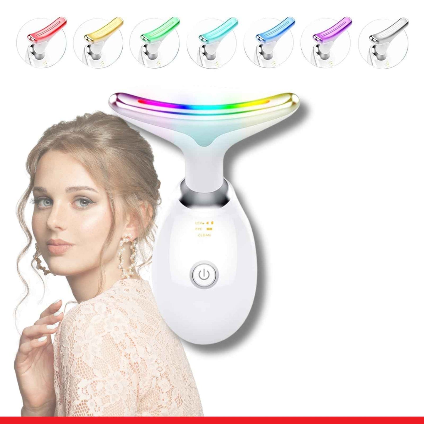SEELE 2025 Upgrade Neck and Face Massager, 7-Color Light and Thermal Care, Enhances Skin Radiance and Relaxation, Ideal for Home and Travel Use