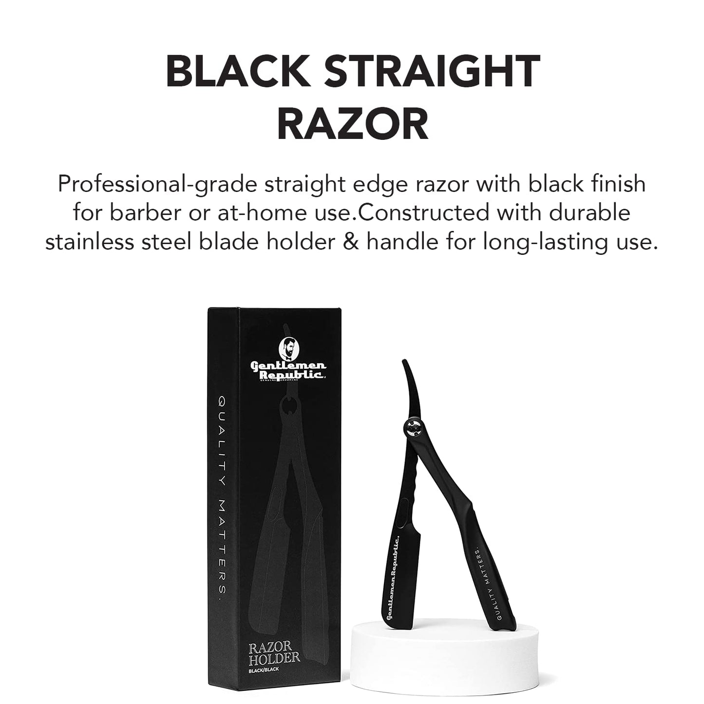 Gentlemen Republic Straight Edge Razor Holder: Premium Black Safety Razor Holder for Professional Barbers and Everyday Home Grooming - Achieve the Shave with Confidence