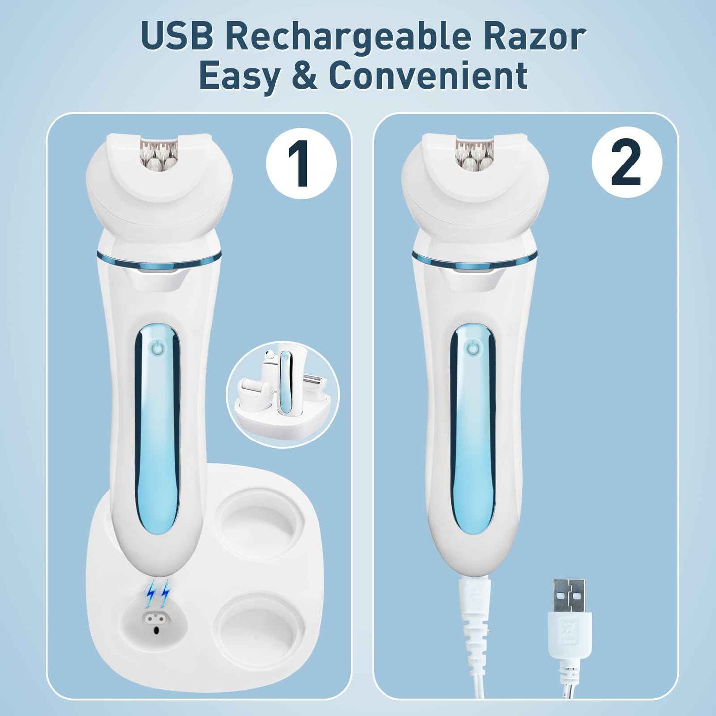 Electric Shaver - Razor - Trimmer for Women Grooming Kit: Women's 5-in-1 Hair Removal Device for Facial Hair Removal and Facial Cleansing & Foot Callus Remover