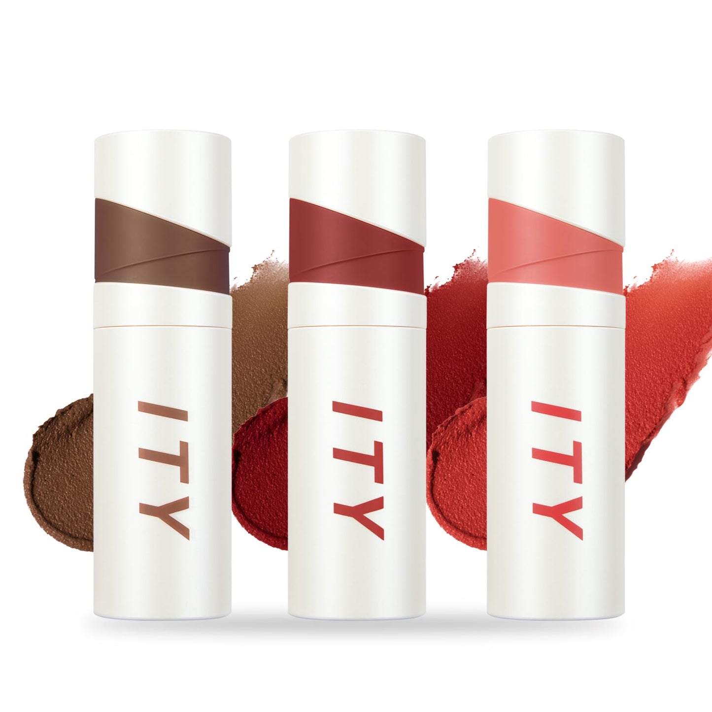 ITY Velvet Matte Finish Lip Stain-Mousse Textured Lip Clay, Conceals Lip Lines, Rich Pigment Lip Tint Lipsticks,3 Pack, 0.14 oz (4g) in Earthy, Ruby, Radiance