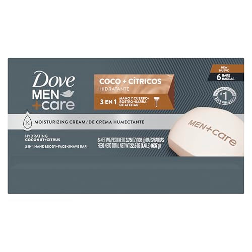 DOVE MEN + CARE Hidratante Coco + C?tricos Hand & Body Face-+ Shave Bar for Hydrated Skin 3.75 oz,(Pack of 12)
