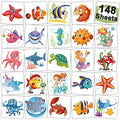 148 PCS Ocean Animals Temporary Tattoos for Kids - Sea Creature Individual Tattoos for Boys Girls Ocean Birthday Party Favors Goodie Bag Fillers