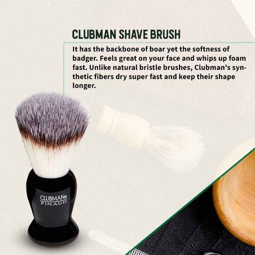 Clubman Pinaud Shave Essentials Set, Dopp Kit with Whiskey Woods After Shave, Shave Soap, and Shave Brush, 1 Set