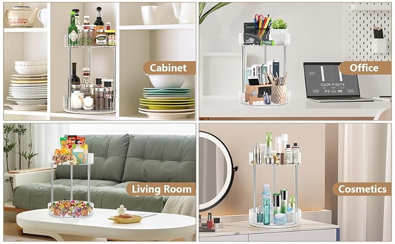 Large 360° Rotating Makeup Organizer with Detachable Storage for Bathroom & Bedroom