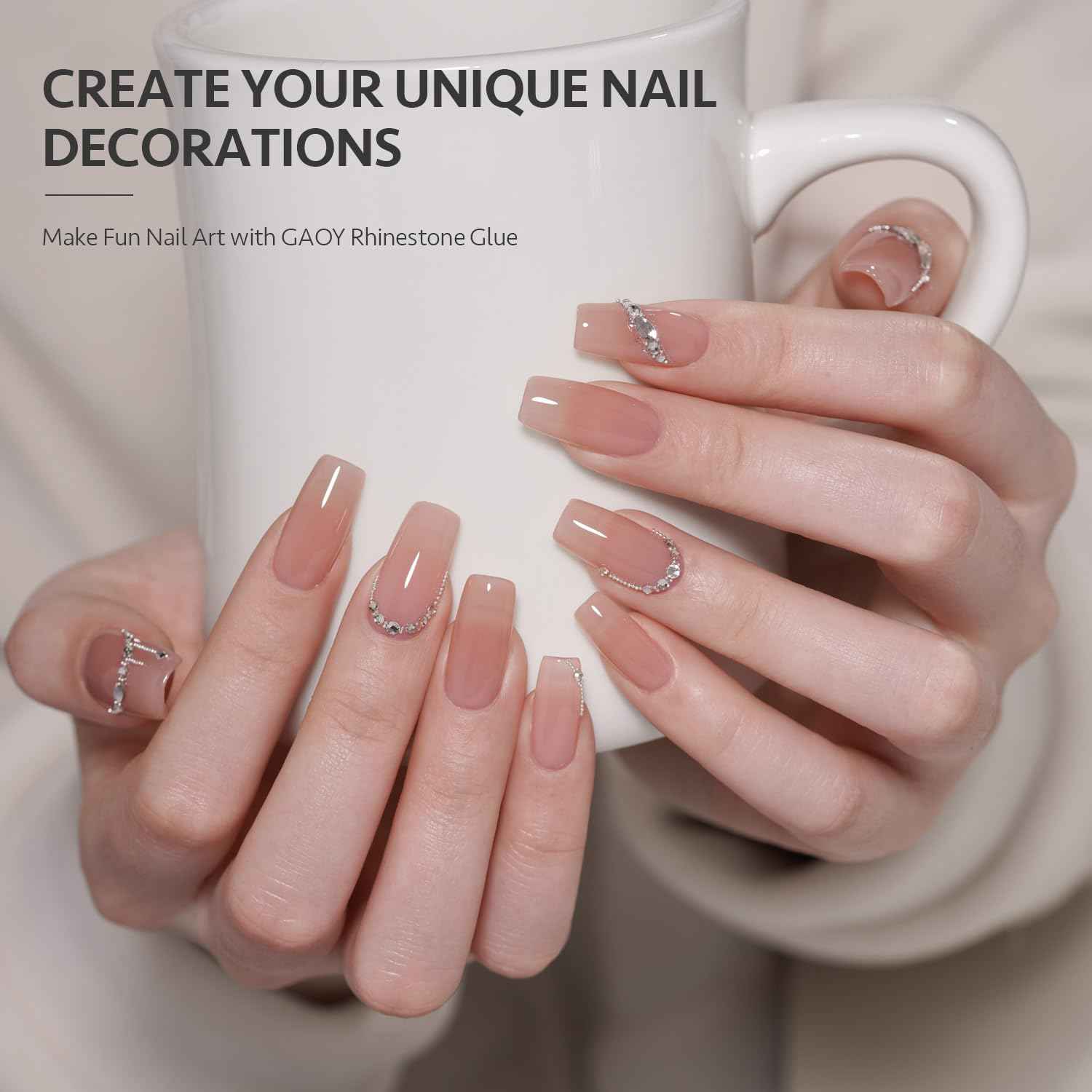 GAOY Multi-Functional Rhinestone Glue, Strong Adhesion 3D Gel Nail Art Glue for Nail Charms, Gems and Jewels Decoration, 15g No Wipe UV Light Cure