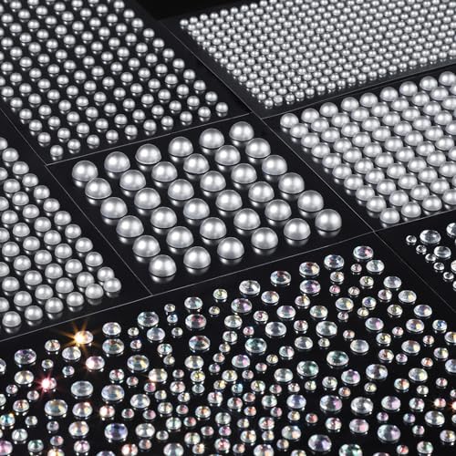 Silver Hair Gems & Pearls Set 2582Pcs Self-Adhesive