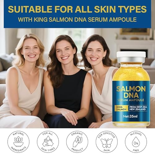 Salmon DNA Ampoule, 35ml Hydrating Microneedling Serum, Moisturizing & Plumping Facial Treatment, Helps Improve Wrinkles and Skin Barrier for Face and Body
