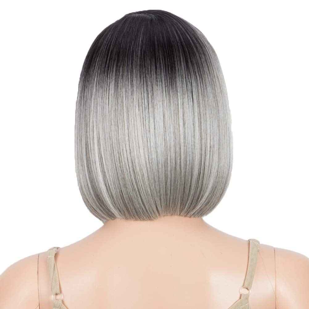 DÉBUT Lace Front Wigs for Black Women Bob Wigs for White Women Synthetic Wig 9.5" 120g Natural Straight Swiss Lace Heat Resistant Fibers Half Hand Tied (Simulated Scalp 9.5", Tt1B/56)