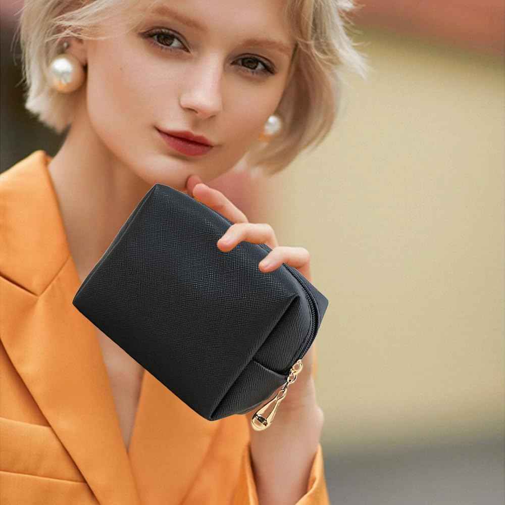 FFpaw Small Makeup Bag for Women, Mini Cosmetic Bag Capacity Travel Toiletry Bag Pouch for Purse Waterproof Small Makeup Organizer Bag Cute Makeup Brushes Storage Bag