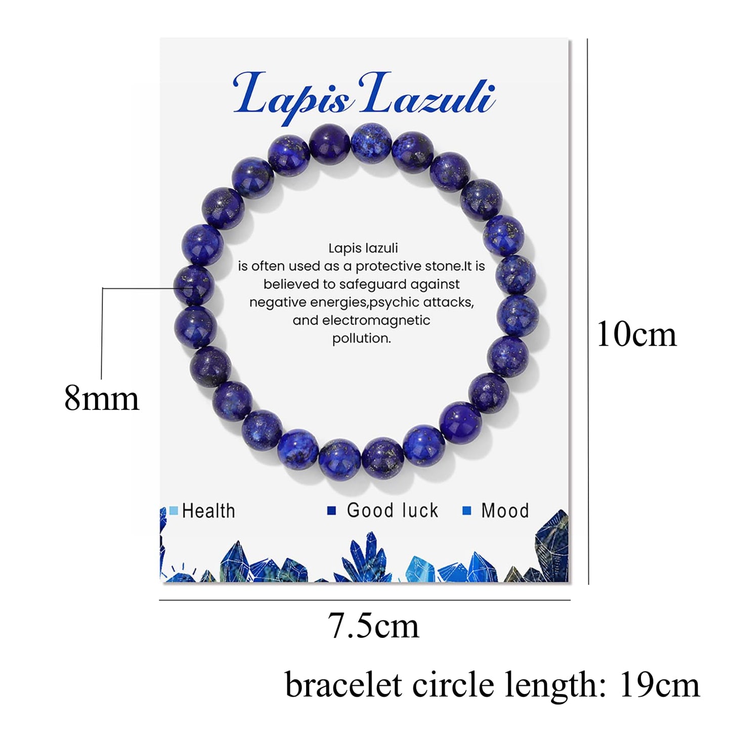 Lapis Lazuli Bracelet for Men Women 8mm Lapis Lazuli Crystal Bracelet Stretch Gemstone Bracelets Blue Beaded Bracelets Natural Stone Bracelet Lapis Lazuli Jewelry for Women Girls