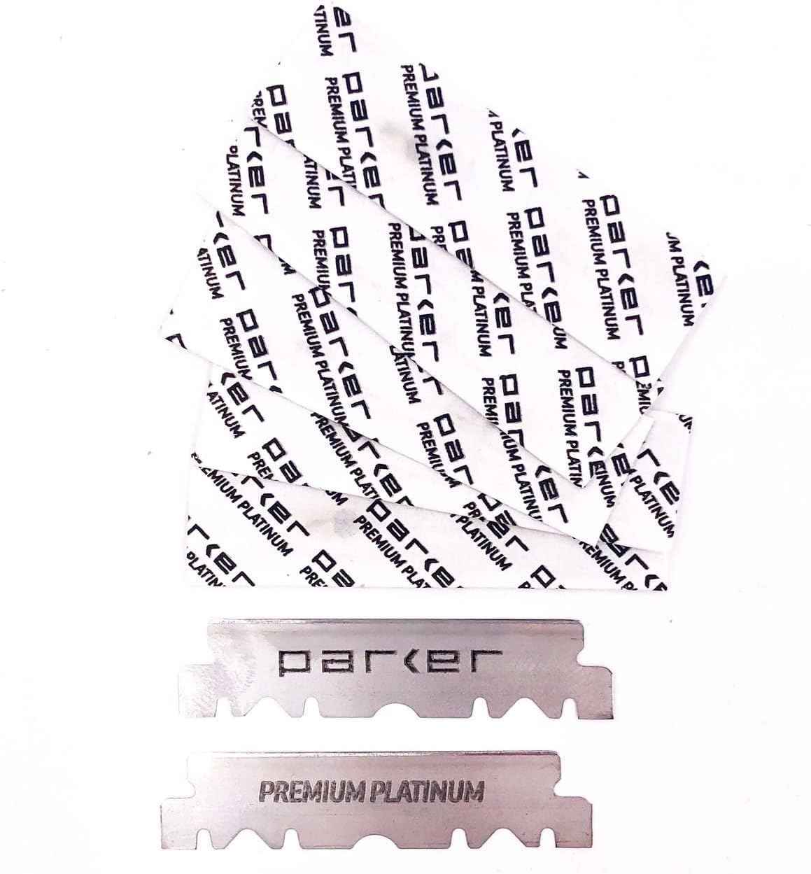 Parker SRXBLK Professional Stainless Steel Clip‑Style Barber Razor – Heavy‑Duty Black Finish with 5 Refill Blades, Ergonomic Weight for Barbers & Straight Razor Shaving Enthusiasts