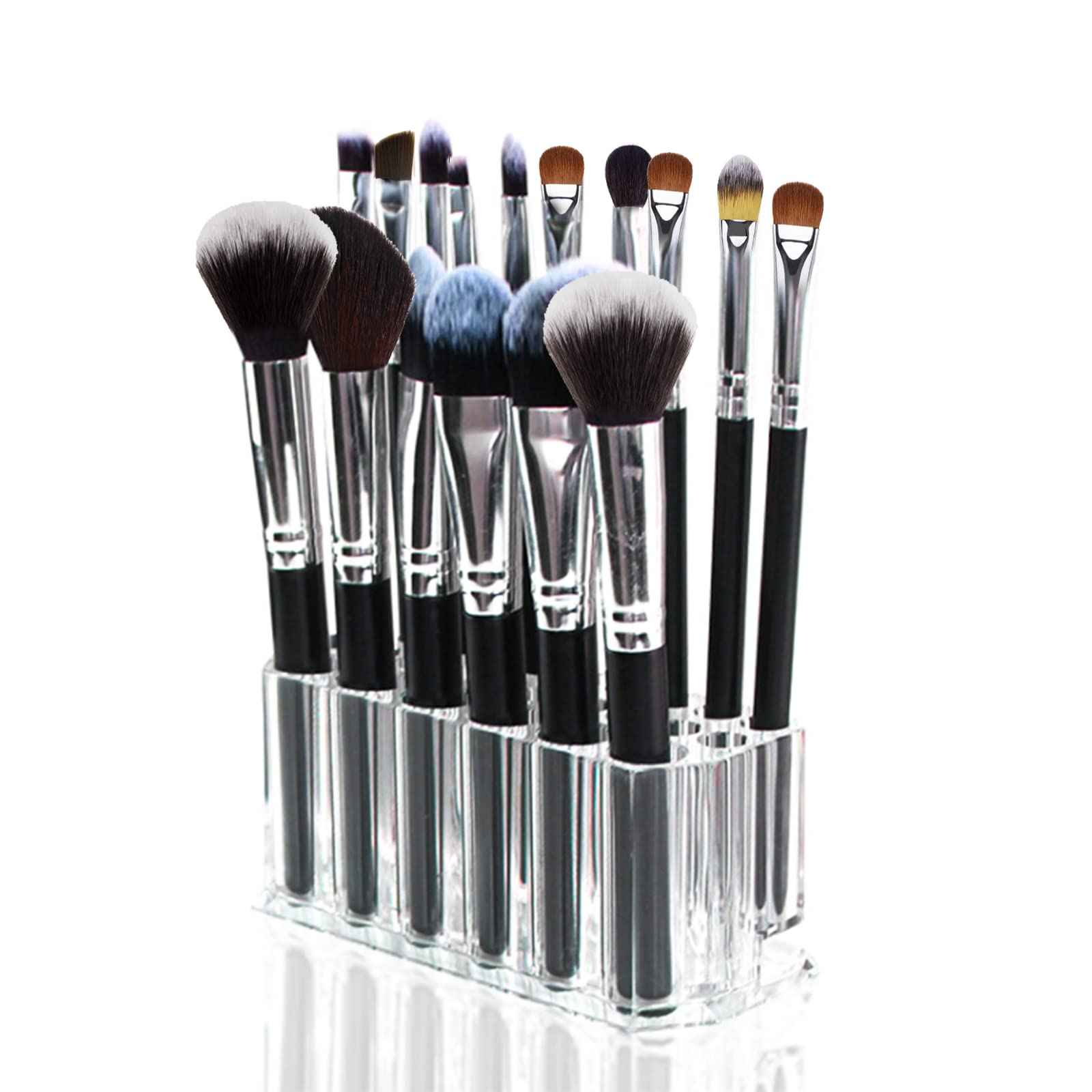 Foraineam 3 Pack Acrylic Eyeliner Lip Liner Holder Organizer, 26 Slots Makeup Brush Pencil Organization Container, Clear Cosmetic Storage Display Holder