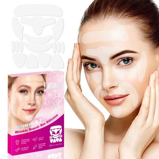 Kaely 256 Pcs Face Tape for Wrinkles Overnight,Facial Skin Wrinkle Patches for Face Overnight,Face Tape for Castor Oil,Face oil Tape Smoothing Silicone Mouth Forehead Wrinkle Patches for Sleeping