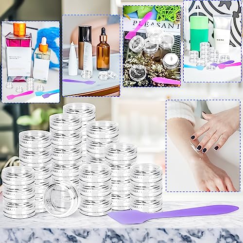 100 Pcs 3g Clear Plastic Cosmetic Jars with Lids & Spatulas